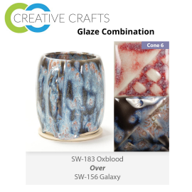 Oxblood SW183 over Galaxy SW156 Stoneware Combination